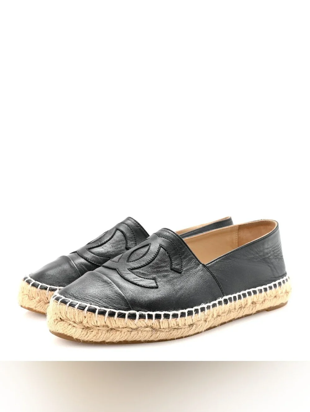 Chanel Lambskin CC Espadrilles  Black